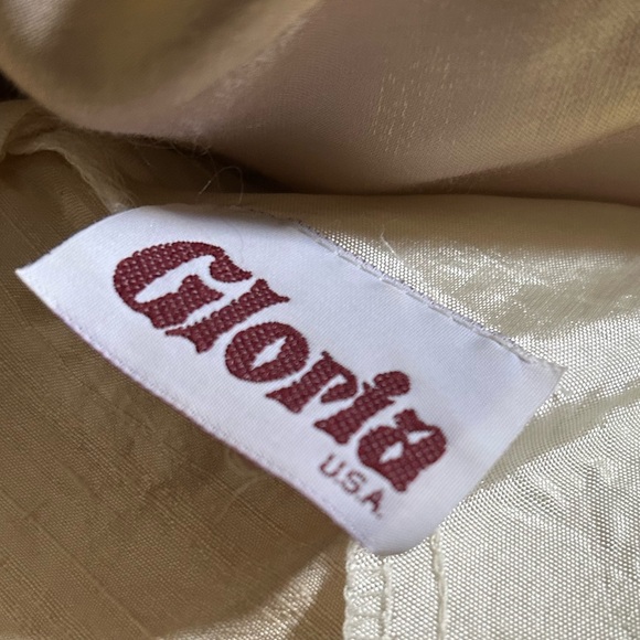 Vtg Gloria 100% Silk Gold Sleeveless A-Line Tool Maxi Dress Sz Small - Picture 15 of 16